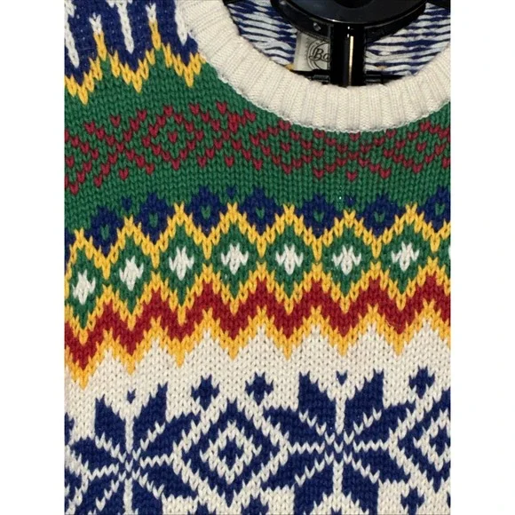 GH Bass Sweater Vintage Large Cotton/ramie Mix Snowflake Design - Picture 2 of 14